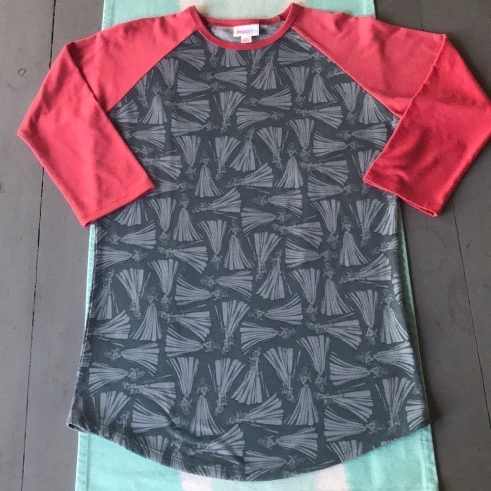 LuLaRoe Disney Princess Aurora Randy Top 3/4 Sleeve Raglan XS